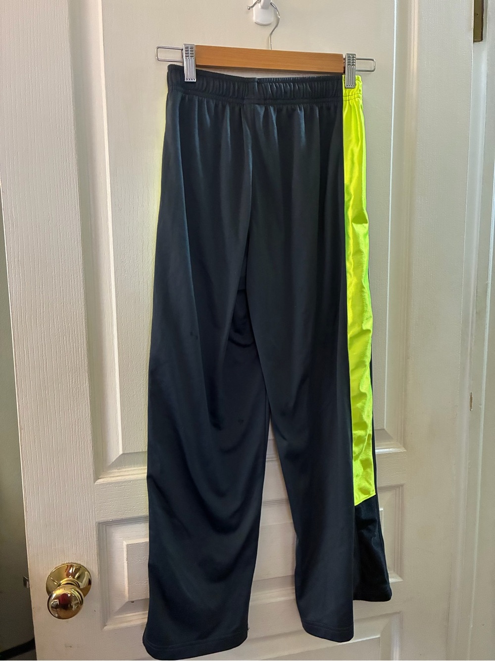 Nike Kids Black Joggers with Neon Yellow Side Panel Size L
